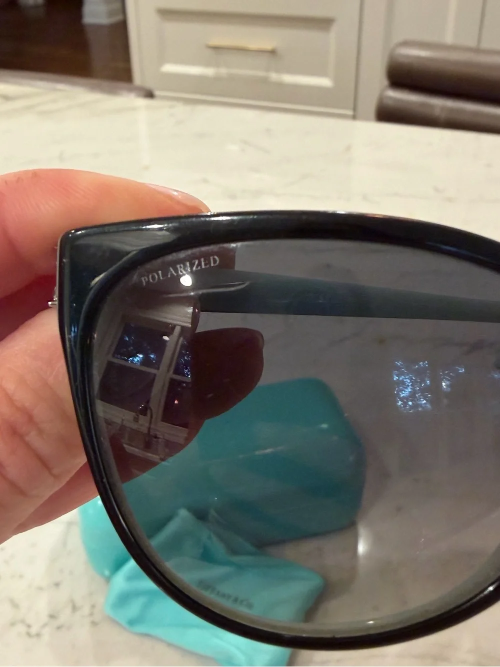 Tiffany & Co. Women’s Black Oversized Cat Eye Sunglasses with Tiffany Blue Case